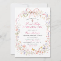 Wildflower Pink Butterfly First Holy Communion
