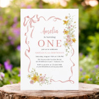 Wildflower Pink Coquette Bow 1st Birthday Girl's