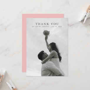 Wildflower Pink Elegant Wedding Thank You Card