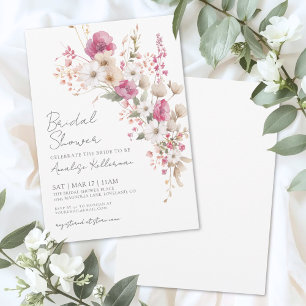 Wildflower Pink Floral Bridal Shower Invitation