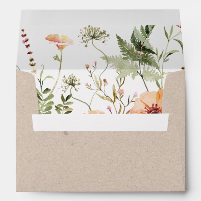 Wildflower Pink Floral Bridal Shower Wedding Envelope (Back (Bottom))