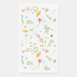 Wildflower Pink Garden Floral Watercolor Spring Napkin