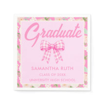 Wildflower Pink Gingham Bow Graduation Party