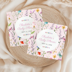 Wildflower Pink Girl Baby Shower Custom Napkin