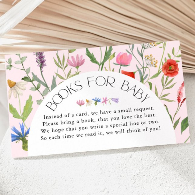 Wildflower Pink Girl Books for Baby Shower Enclosure Card (Creator Uploaded)