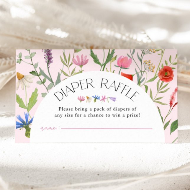 Wildflower Pink Girl Diaper Raffle Baby Shower Enclosure Card (Creator Uploaded)