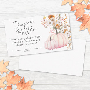 Wildflower Pink Pumpkin Baby Shower Diaper Raffle Enclosure Card
