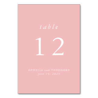 Wildflower Pink Watercolor Elegant Wedding Photo Table Number