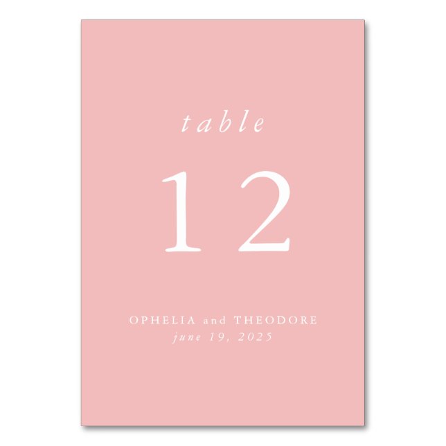 Wildflower Pink Watercolor Elegant Wedding Photo Table Number (Front)