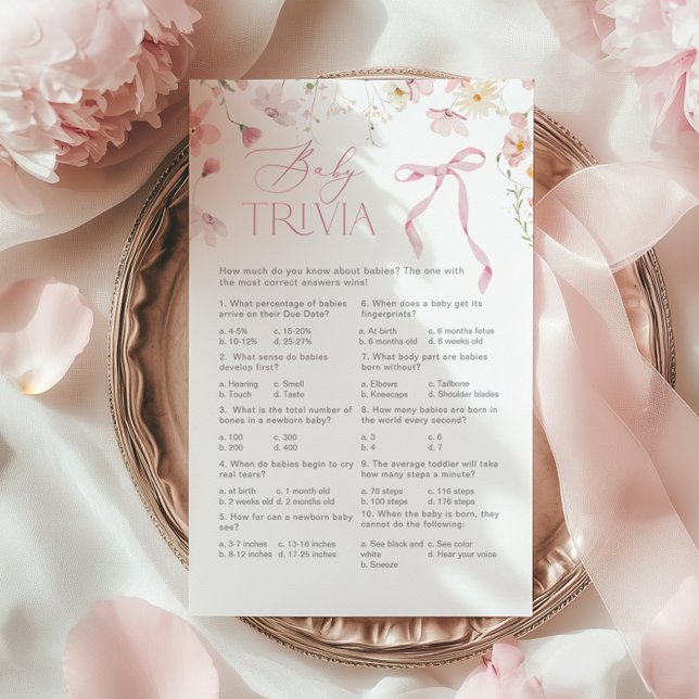 Wildflower Pink Whimsical Bow Baby Trivia (Creator Uploaded)