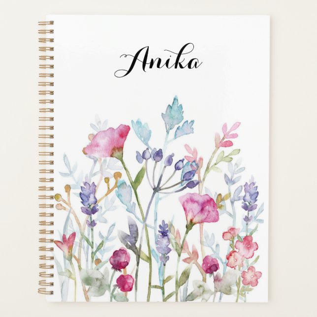 wildflower planner, custom name planner (Front)