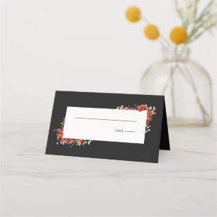 Wildflower Poppy Dark Wedding Place Card