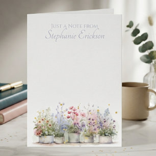 Wildflower Potted Botanical Watercolor Note Card