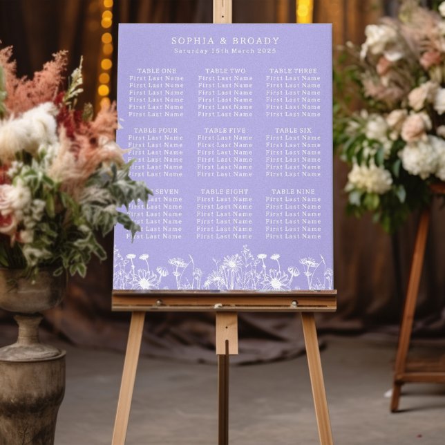 Wildflower Powder Blue Seating Chart Canvas Print (Creator Uploaded)