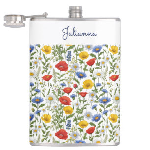 Wildflower Pretty Botanical Rustic Colourful Flora Hip Flask