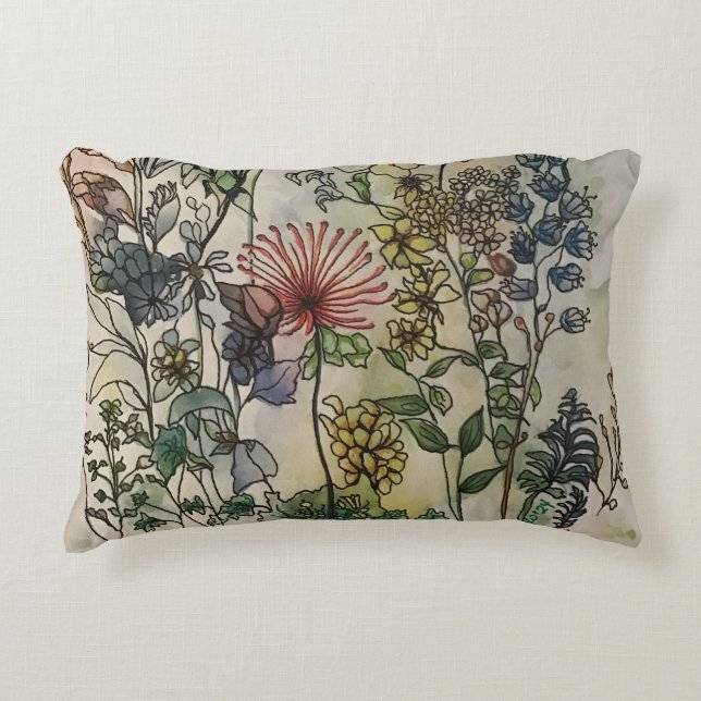 Wildflower print decorative cushion (Front)