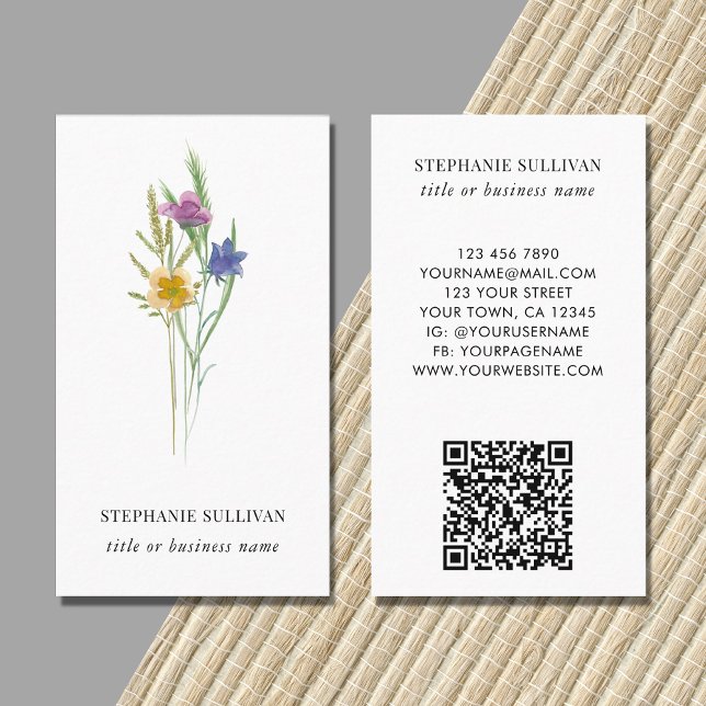 Wildflower Professional QR Code Business Card (Creator Uploaded)