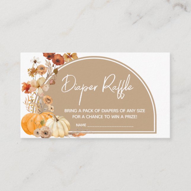 Wildflower Pumpkin Baby Shower Diaper Raffle Enclosure Card (Front)