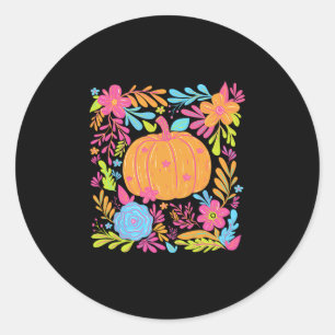 Wildflower Pumpkin Season Thanksgiving Autumn Fall Classic Round Sticker