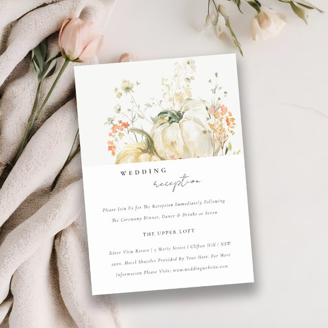 Wildflower Pumpkin Watercolor Wedding Reception Enclosure Card (Creator Uploaded)