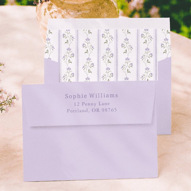 Wildflower Puprle Bridal Shower Return Address Envelope (Creator Uploaded)