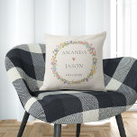 Wildflower Purple Blue Yellow Pink Wreath Floral Cushion<br><div class="desc">Wildflower Purple Blue Yellow Pink Wreath Floral Throw Pillow . Perfect wedding gift for the newlyweds This beautiful Wildflower Purple Blue Yellow Pink Wreath Floral Throw Pillow is the perfect way to add a touch of elegance and sophistication to your home décor. The pillow features a stunning watercolor wreath of...</div>