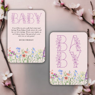 Wildflower Purple Floral Baby Monogram Baby Shower Enclosure Card