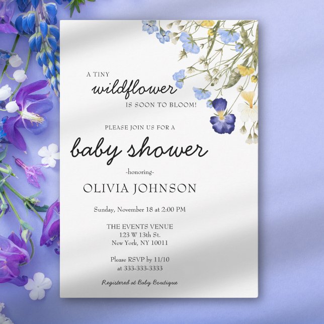 Wildflower Purple Floral Gender Neutral Invitation (Creator Uploaded)