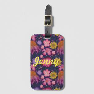 Wildflower Purple Floral Personalised Luggage Tag