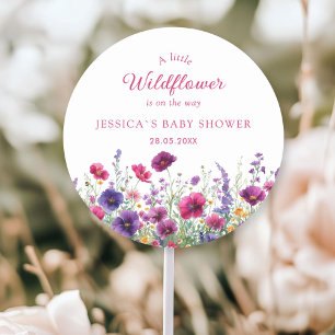 Wildflower, Purple-Pink-Flower Baby Shower Classic Round Sticker