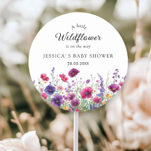 Wildflower, Purple-Pink-Flower Baby Shower Classic Round Sticker