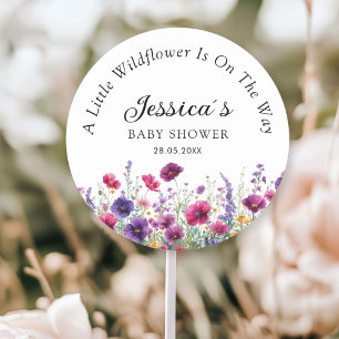 Wildflower, Purple-Pink-Flower Baby Shower Classic Round Sticker