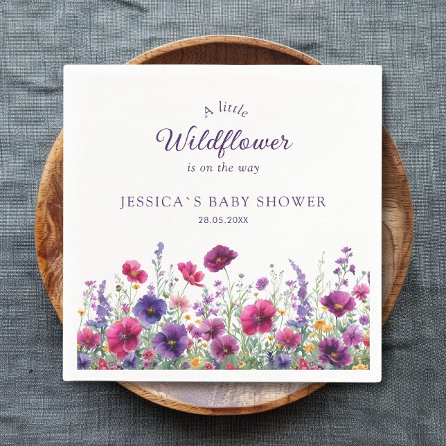 Wildflower, Purple-Pink-Flower Baby Shower Napkins (Wildflower, Purple-Pink-Flower Baby Shower Napkins)