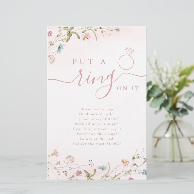 Wildflower put a ring on it bridal shower game (Standing Front)