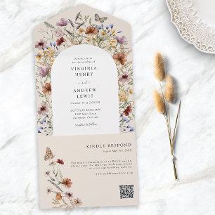Wildflower QR Code All In One Invitation