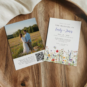 Wildflower QR Code Photo Wedding Invitation