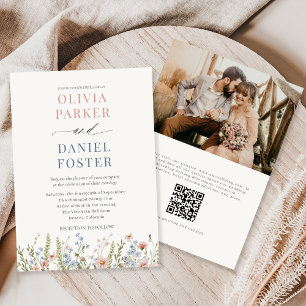 Wildflower QR Code Photo Wedding Invitation
