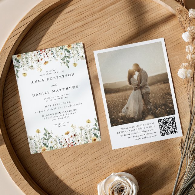 Wildflower QR Code Photo Wedding Invitation (Creator Uploaded)