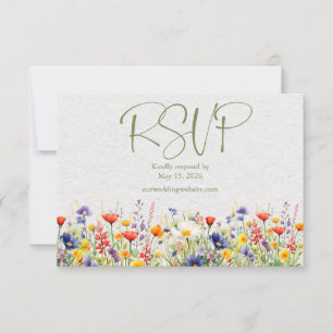 Wildflower QR Code Wedding RSVP Card