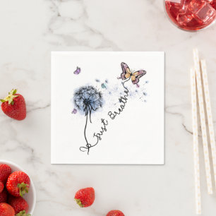 Wildflower Quote Just Breathe  Napkin