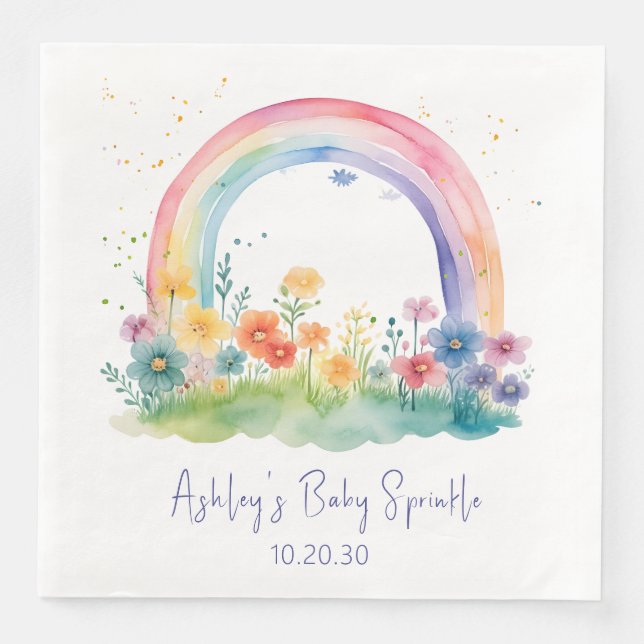 Wildflower Rainbow Baby Girl Sprinkle Napkin (Front)