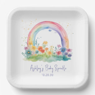 Wildflower Rainbow Baby Girl Sprinkle Paper Plate