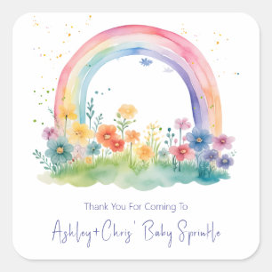 Wildflower Rainbow Baby Girl Sprinkle Square Sticker
