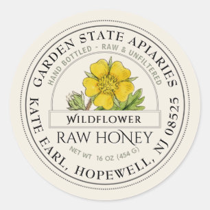 Wildflower Raw Honey with Vintage Flower Label    