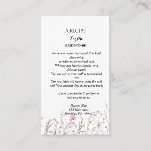 Wildflower Recipe request bridal shower Enclosure Card