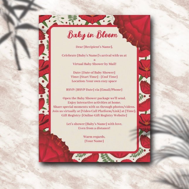 Wildflower Red Poppy Baby Shower by Distance Postcard (Creator Uploaded)