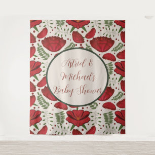 Wildflower Red Poppy Baby Shower Tapestry