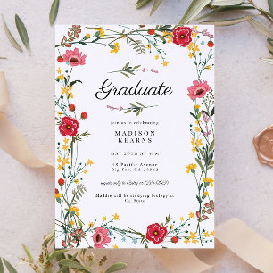 Wildflower Red Yellow 2024 Graduation Invitation