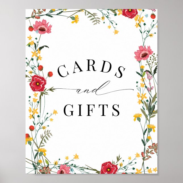 Wildflower Red Yellow Cards & Gifts Sign (Front)
