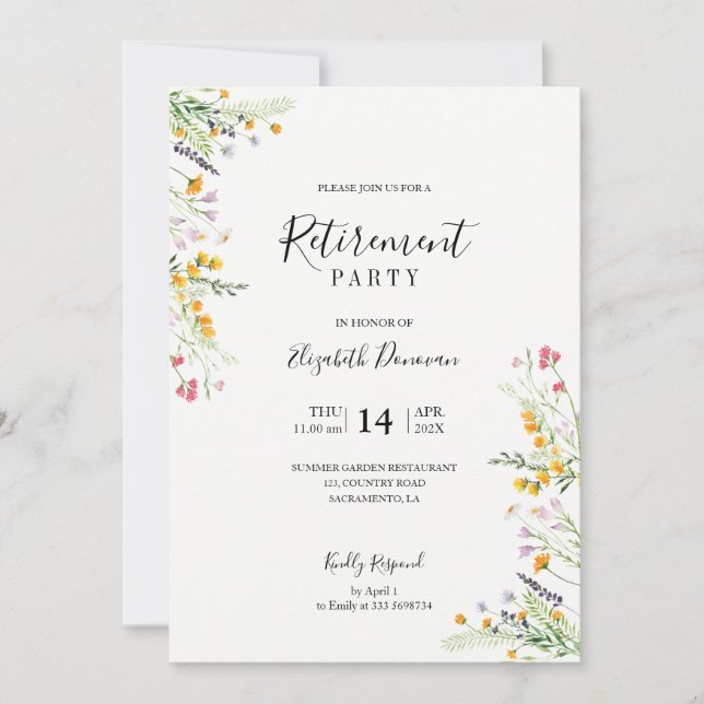 Wildflower Retirement Party invitation (Front)
